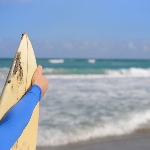 Surfer holding his board